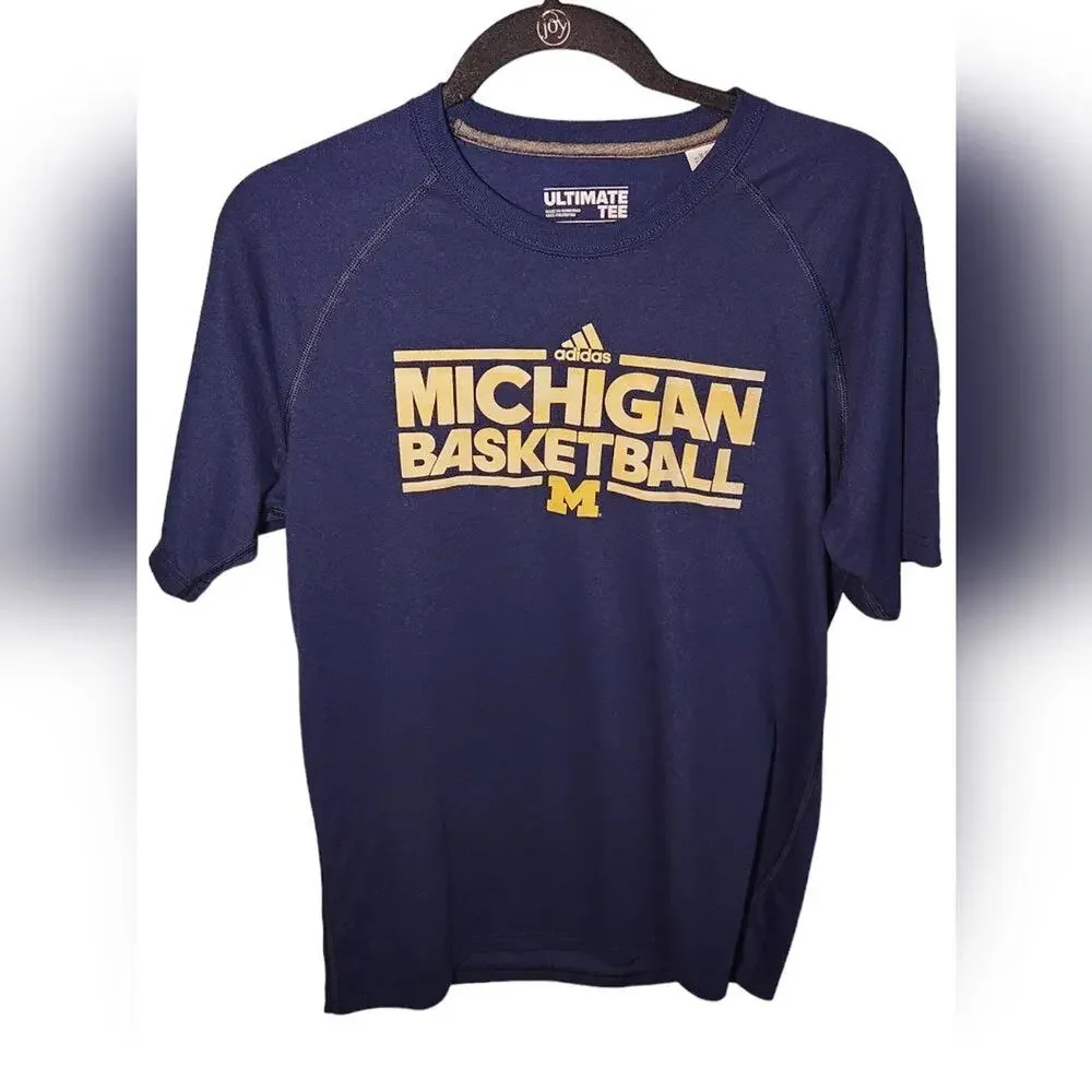 Adidas Michigan Wolverines Basketball T Shirt Medium Navy Blue Ultimate‎ Tee